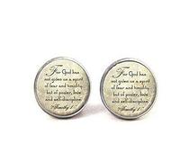 Christian Scripture Cufflinks - 2 Timothy 1:7 Bible Quote Cufflinks