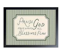 Christian Scripture Wall Art, Bible Verse Canvas Wall Decor, Praise God From Whom All Blessings Flow Religious Artwork, Sage Green Striped Faith Wall Art for Living Room Bedroom Black Framed 12x16