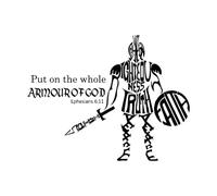 Christian Scripture Wall Decal Vinyl Put On The Whole Armor of God Bible Verse Boy's Bedroom Decor Sticker Removable Mural Extra Large - 55x72cm