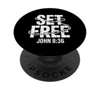 Christian Set Free John 8:36 Inspirational Message PopSockets Adhesive PopGrip