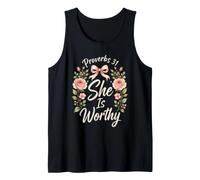 Christian She is Worthy Proverbs 31 Woman Gift Tank Top