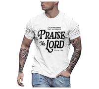 Christian Shirts for Men : Let Every Breath Praise The Lord Shirts Bible Verse Tshirt Faith Jesus Unisex Tops T Shirts for Men UK White
