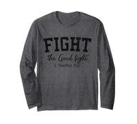 Christian Shirts Women Fight The Good Fight Warrior Worship Long Sleeve T-Shirt