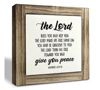 Christian Sign, Box Wood Plaques Desk Décor, Numbers 6:24-26, Bible Verse Sign, Table Art Signs, Home Decor, Religious Scripture Encouragement Gifts, The Lord Bless You and Keep You - Numbers 6:24-26