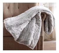 Christian Siriano - Luxurious Snow Leopard Fur Filled Grey Throw (60" x 70") - Gift Box Included - Perfect for Gifting Friends & Family