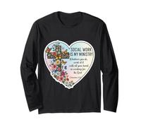 Christian Social Worker Work is My Ministry Bible Floral Long Sleeve T-Shirt