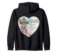 Christian Social Worker Work Is My Ministry Bible Floral Zip Hoodie