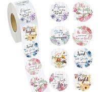Christian Stickers Bible Verses Roll - 500 Pcs Christian Prayer Faith Bible Verse Religious Stickers for Kids Adults Scripture Jesus Water Bottle Sticker Inspirational Faith Decals Easter Decor