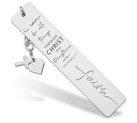 Christian Strength Bookmark, Inspirational Faith Gift with Philippians 4:13 Scripture, Spiritual Accessory for Christian Believers & Daily Devotional Practitioners, Faith15