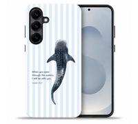 Christian Striped Phone Case Fit for Samsung Galaxy S26 Case, Cute Blue Whale Shark Beach God Hybrid 2-Layer Jesus Bible Isaiah 43:2 Shockproof Protective Faith Based Gift Cover for Girl Women Boy Men
