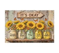 Christian Sunflower Art Puzzles for Adults 1000 Pieces Nature, Religious Inspirational Scripture Bible Jigsaw Puzzles, Beautiful Flower Butterfly Impossible Puzzle