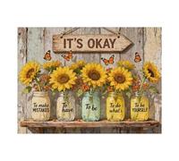 Christian Sunflower Art Puzzles for Adults 500 Pieces Nature, Religious Inspirational Scripture Bible Jigsaw Puzzles, Beautiful Flower Butterfly Impossible Puzzle