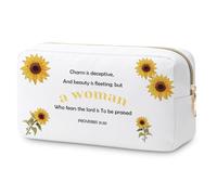 Christian Sunflower Gifts for Women Inspirational Religious Gifts for Her Bible Verse Floral Cosmetic Bags Sunflower Lover Gift Religious Encouragement Gifts Christmas Mothers Day Gift Travel Pouch