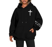 Christian Sweatshirt For Women Christian Graphic Hoodies Pullover - Bible Verse Sweatshirts Faith Top, B_black, XXL