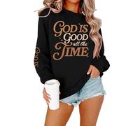Christian Sweatshirt Women Oversized Jesus Faith Shirt Bible Verse Inspirational Sweater Religious Long Sleeve Tops, Black, XL