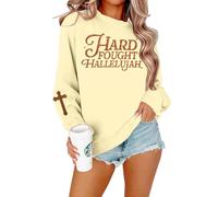Christian Sweatshirt Women Oversized Jesus Faith Shirt Bible Verse Inspirational Sweater Religious Long Sleeve Tops, Apricot, Large