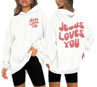 Christian Sweatshirts For Women Jesus Loves You Sweatshirt Jesus Faith Inspirational Casual Sweatshirt Pullover Tops
