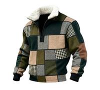 Christian Sweatshirts Quarter Zip Pullover Men Fleece Stand Collar Mens Jumpers Christ Crosses Printed Long Sleeve Sweatshirt Block Color Winter Warm Sweater (Light Green-3, XXXXL)