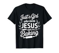 Christian T-Shirt Just A Girl Who Loves Jesus and Baking Mom T-Shirt