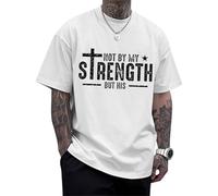 Christian T-Shirts for Men Cotton Tees Religious Cross Printed T-Shirts Short Sleeve Tops Oversized Party Vacation White L