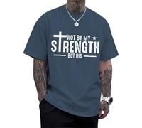 Christian T-Shirts for Men Cotton Tees Religious Cross Printed T-Shirts Short Sleeve Tops Oversized Party Lake Blue 3XL