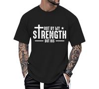 Christian T-Shirts for Men Cotton Tees Religious Cross Printed T-Shirts Short Sleeve Tops Oversized Party Vacation Black XXL