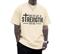 Christian T-Shirts for Men Cotton Tees Religious Cross Printed T-Shirts Short Sleeve Tops Oversized Party Vacation Creamy L