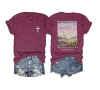Christian T Shirts for Women Short Sleeve Bible Verse Jesus Shirt Christian Graphic Tees Tops 2025 New Blouses for Women UK Tops for Women UK