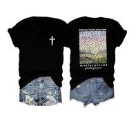 Christian T Shirts for Women Short Sleeve Bible Verse Jesus Shirt Christian Graphic Tees Tops 2025 New Blouses for Women UK Tops for Women UK