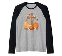 Christian Thanksgiving I Fall for Jesus He Never Leaves Raglan Baseball Tee