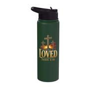 Christian Three Crosses Loved John 3:16 Calvary Sunset Stainless Steel Insulated Water Bottle