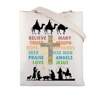 Christian Tote Bag Believe Like Mary Trust Like Joseph Praying Christmas Tote Bag Christian Faith Gifts Bible Verse Gift Bag
