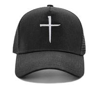 Christian Trucker Cap with Embroidered 3 Nail Cross - Jesus Religious Gifts for Men & Women, Mesh Snapback Hat for Church, Bible Study & Daily Faith Expression Black
