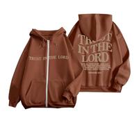 Christian Trust In The Lord Hoodies for Women Trendy Drawstring Jesus Essential Pullover Outfits Religious Fall Zip Up Fleece Lined Graphic Tops 2025 Aesthetic Pray The Lord Faith Coffee