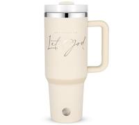 Christian Tumbler with Handle and Straw, 40 oz Christian Travel Mug with Inspirational Bible Verse, Inspirational Religious Faith Jesus God Gifts for Women, Stainless Steel Insulated Coffee Cup