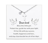 Christian Valentines for Kids, Pearl Cross Necklace, Baptism Gifts for Girls, Easter Gifts, First Communion Gifts, Spiritual Religious Gifts for Women, Christening Gifts for Girls, Baptismal Gifts
