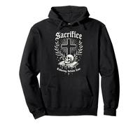 Christian Vintage Gothic Skull Cross Sacrifice Enduring Love Pullover Hoodie