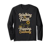 Christian Walking By Faith Tripping Constantly Gift Long Sleeve T-Shirt