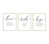 Christian Wall Art - 3PCS Bible Verse Wall Art with Inspirational Christian Posters, Featuring Love, Faith Hope Bible Verse Canvas Arts, Perfect Walls Decor for Home Religious(No Photo Frame Includ)