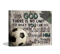 Christian Wall Art Canvas Prints,Football Framed Motivational Art Posters,Bible Verse Sport Inspirational Girls Room Classroom Wall Decor 12 * 16inch