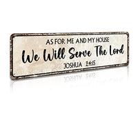 Christian Wall Art Decor - Religious Bible Verses Sign for Gifts, Home, Living Room & Bedroom - Inspirational Scripture Quotes Signs - Joshua 24:15 As For Me We Will Serve the Lord, 4" by 16"