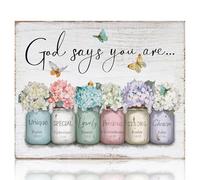 Christian Wall Art, God Says You Are Wall Art, Inspirational Bible Verses Framed Artwork, Religious Scripture Encouragement Gifts for Women, Christian Gifts Posters Bedroom Home Decor 11.8" x 7.8"