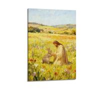 Christian Wall Art, Jesus And A Rabbit, Printed on Canvas, Suitable for Home, Bedroom, And Living Room. 12x18inch(30x45cm)