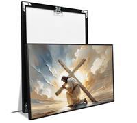 Christian Wall Art Jesus Carrying the Cross Jesus Poster Easter Painting with Bible Verse Bible Printing LDS Home Decor - Indoor Living Room Bedroom Church Decorations 20x30in-Black-Metal-Framed