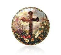 Christian Wall Art - Stained Glass Suncatcher Cross Pendant With Bible Verse, Funny Jesus Gifts, Nativity Scene Ornaments