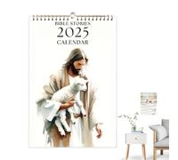 Christian Wall Calendar 2025, 12-Month Calendar, 12-Month Wall Calendar with Wire Watercolor and Hook Nature, Landscape Paintings, 2025, Christian Bible Stories for