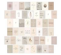 Christian Wall Collage Kit, Neutral Aesthetic Wall Art Prints and Posters, 50 Pcs 4x6 Inch Bible Verse Room Decor, Christian Wall Decor for Bedroom Dorm Office