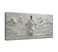 Christian Wall Decor Jesus Miracle on Sea 8D Illusion Prints White Modern Faith Art Jesus Christ Religious Art Bible Verse Christian Faith Artwork for Apartment Living Room Church Gallery Wall Decor