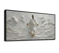 Christian Wall Decor Jesus Miracle on Sea 9D Illusion Prints White Modern Faith Art Jesus Christ Religious Art Bible Verse Christian Faith Artwork for Apartment Living Room Church Gallery Wall Decor
