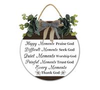 Christian Wall Sign, Faith Religious Wall Hanging Inspirational Wall Art, Christian Gifts for Women, Bible Verse Sign for Elderly, 28x28 CM Farmhouse Thanksgiving Christmas Wooden Decor